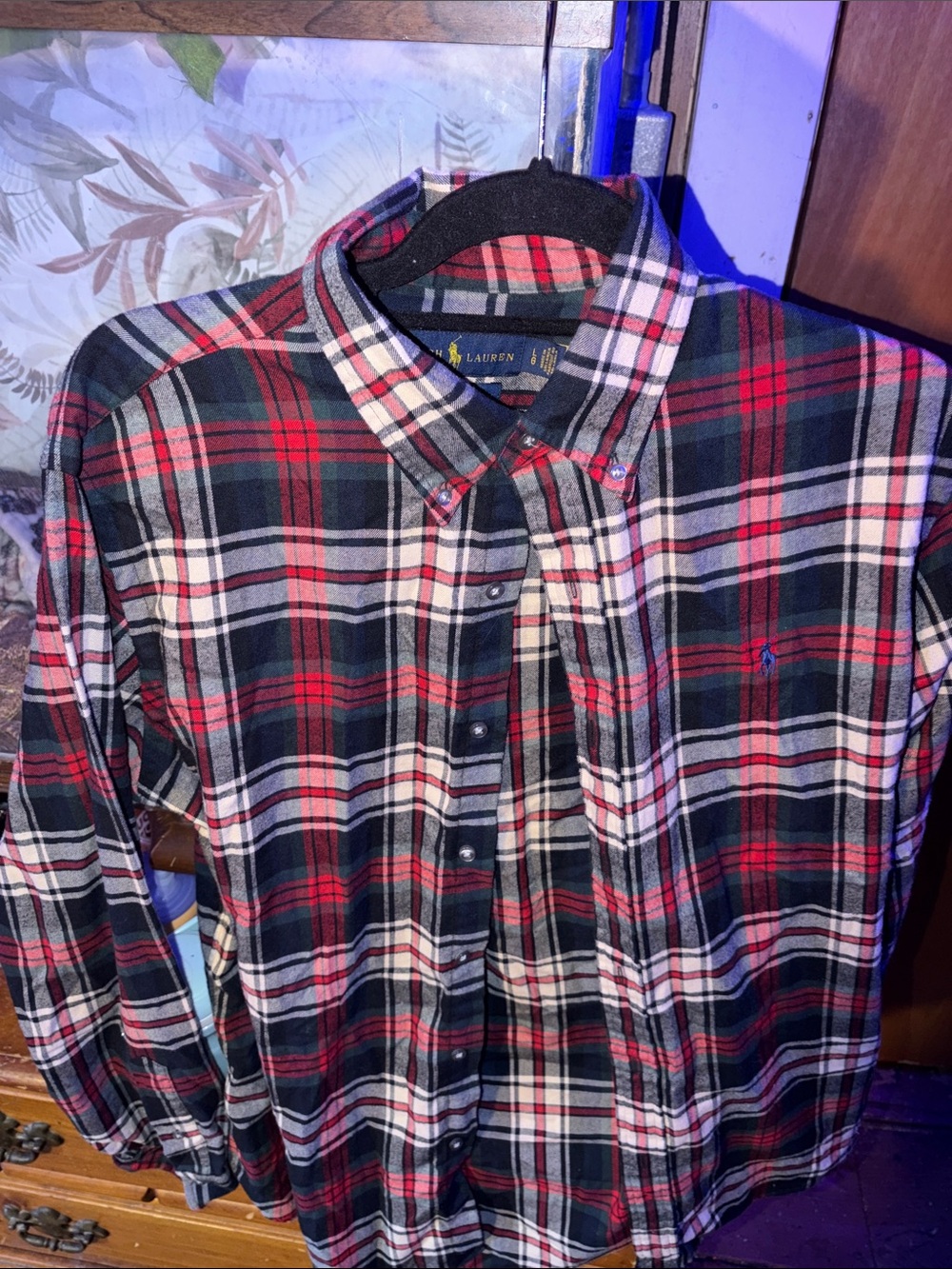 Polo by Ralph Lauren Red, Black and White Plaid Button-Down Shirt